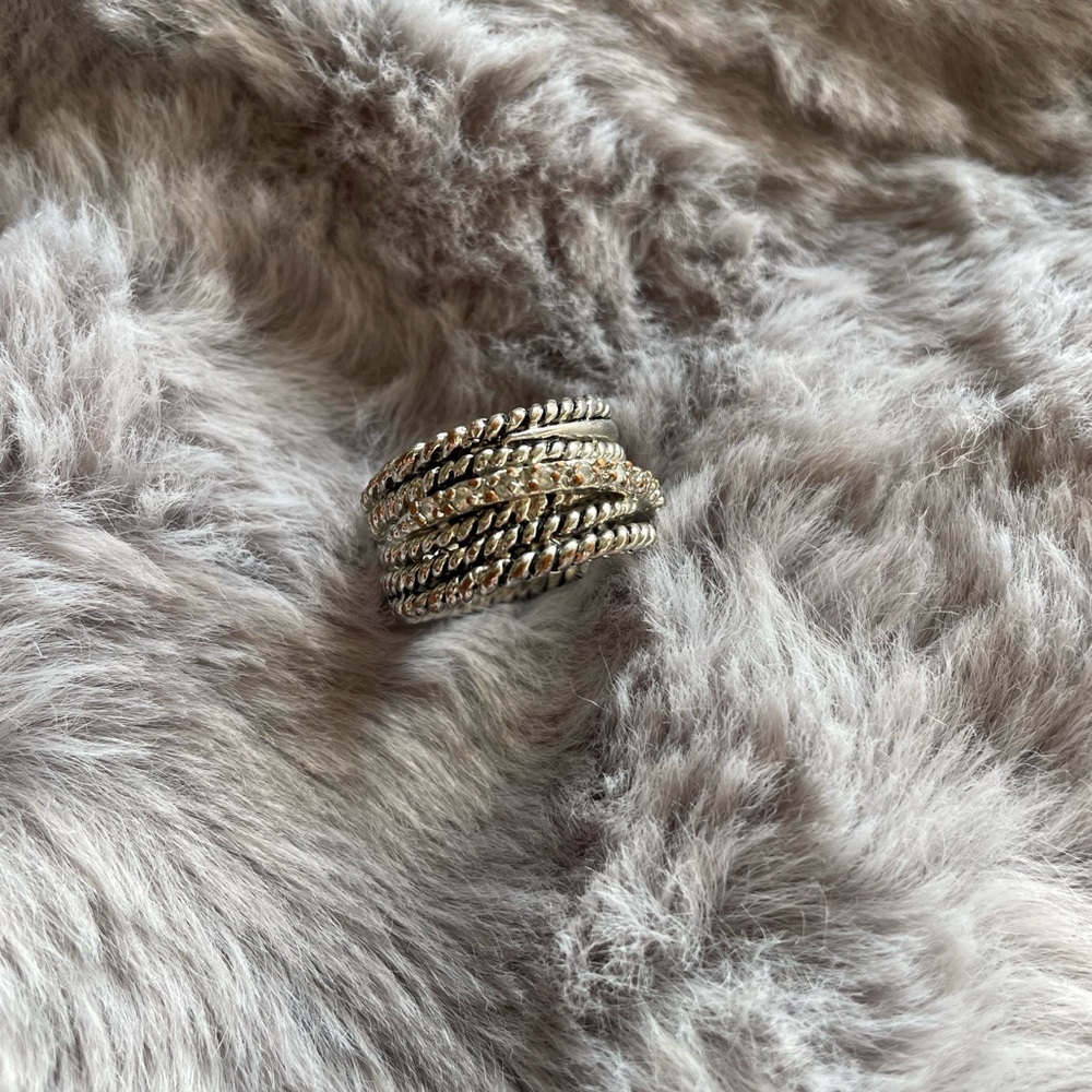 Fashion Silver Banded Ring Size 7